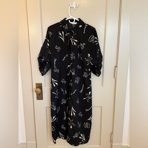 All in Favor Black and White Long Sleeve Dress